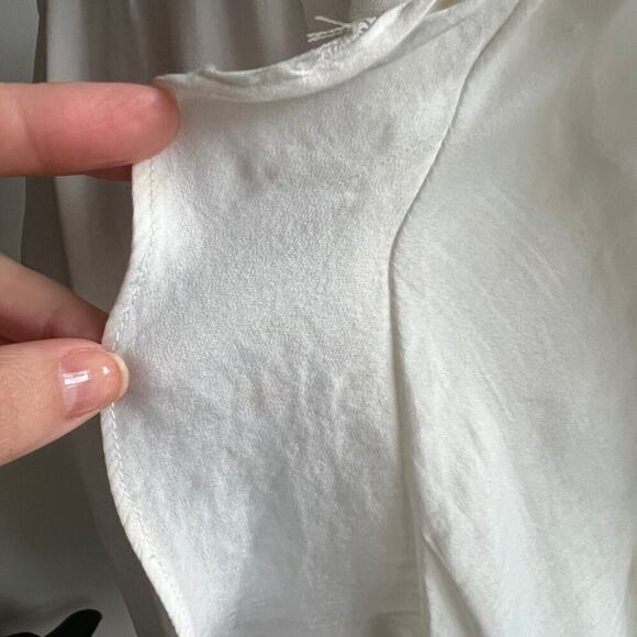 FREE PEOPLE ONE SHOULDER FLOWY IVORY BLOUSE RUFFLE TRIM SMALL - Picture 5 of 11